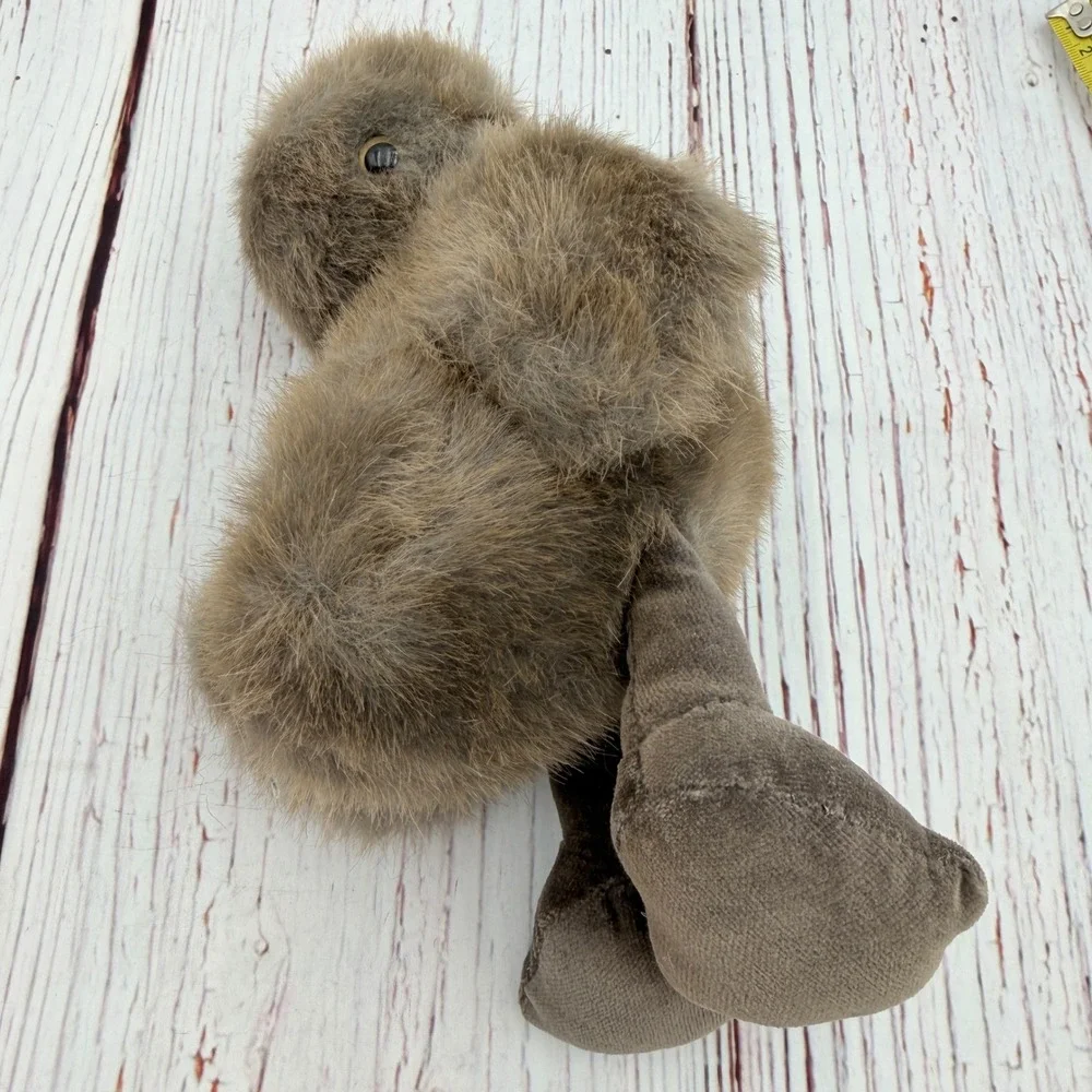 Mary Meyer Vintage Brown Duckling Plush Stuffed Animal Yellow Bow 6.5 Inch